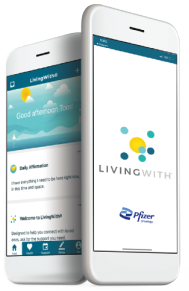 LivingWith app displayed on two phones